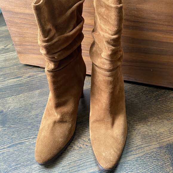 Manolo Blahnik Cognac Suede Slouchy Knight Boots - Picture 3 of 9